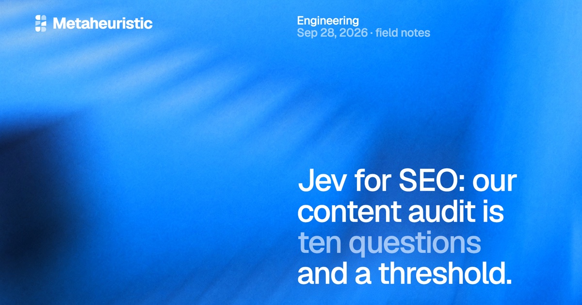 Jev Use Case for SEO: Auditing Blog Content Quality